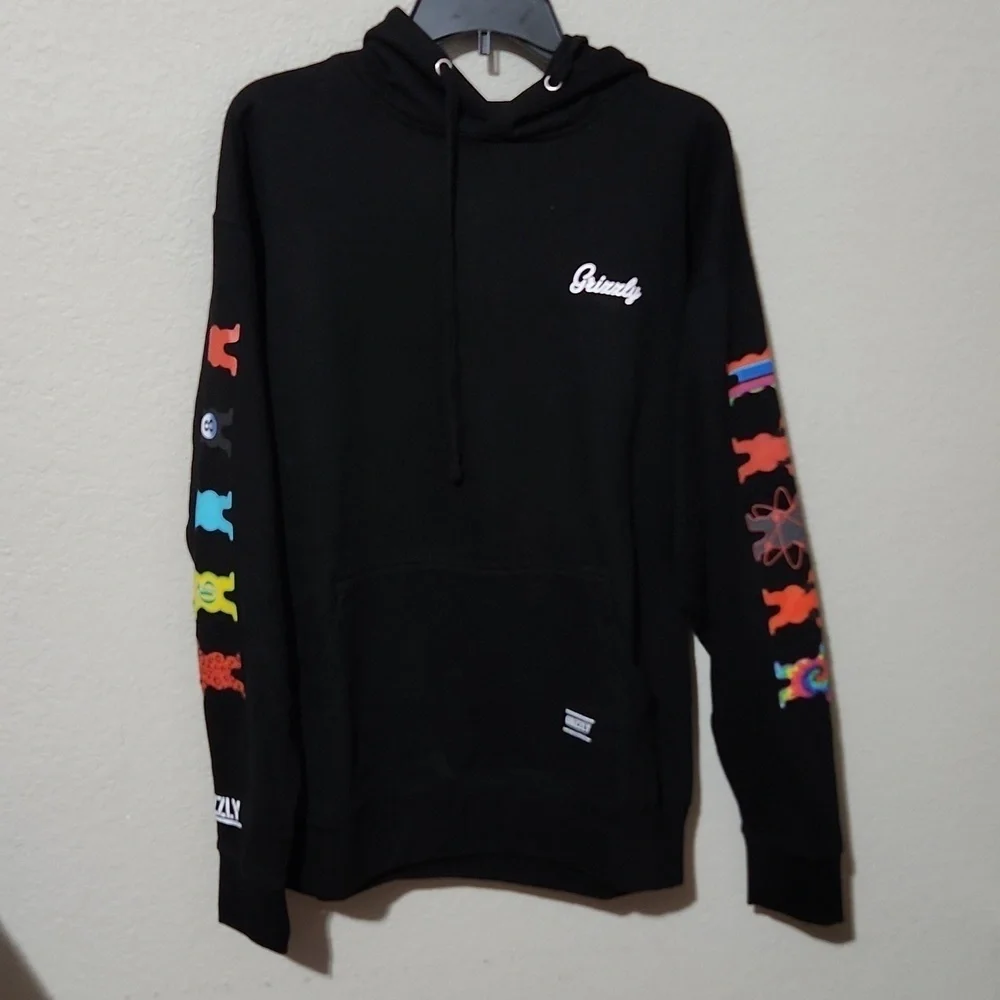 Grateful Dead Hoodie Sweat Shirt Size L Black Hoodie Colorful Bears